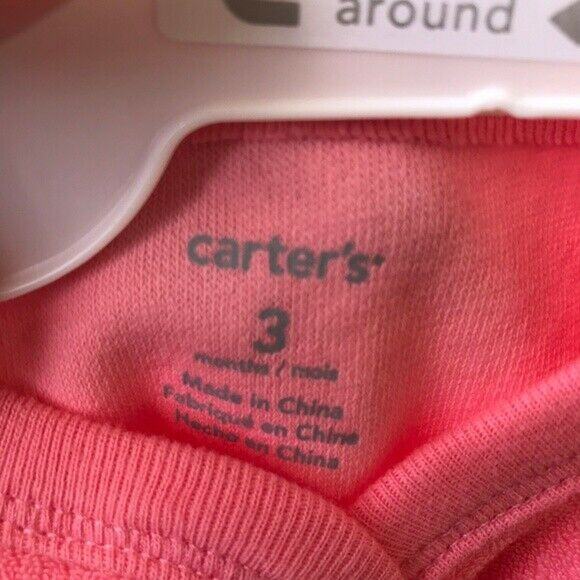 Carter's Girls Sleeper Size 3 Months Terry Snap Up Sleep n Play Coral Peach NEW - Picture 4 of 6
